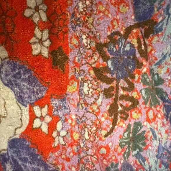 Free People Bohemian Gypsy Maxi Dress Duster Red Retro 70s Festival Size Large - Picture 12 of 14